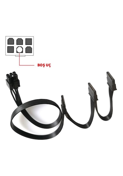 6 Pin Modüler Power Supply Kablosu 6 Pin 4x Sata Kablo 85 Cm 6 Pin 4 Adet Sata Modüler Power Kablosu