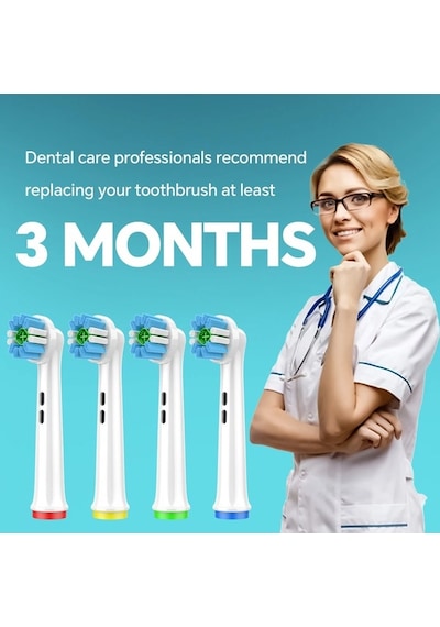 Cordial Oral B Braun Uyumlu Profesyonel Yedek Diş Fırçası Kafaları 4'lü Paket