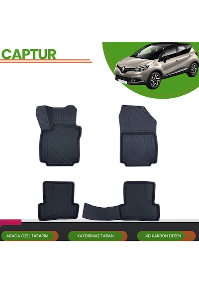 Renault Captur 2015+ Araca Özel 4d Havuzlu Paspas Takımı Karbon