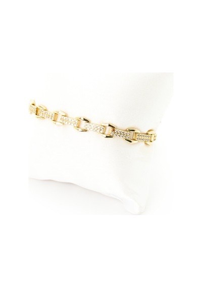 Biem Dikdörtgen Taşlı Xuping Bileklik Gold/gümüş