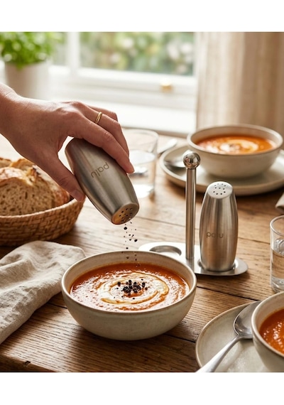 Palu Gastro Standlı Tuzluk Ve Biberlik Seti, Paslanmaz Çelik, Metalik Gümüş, 100 Ml Diğer