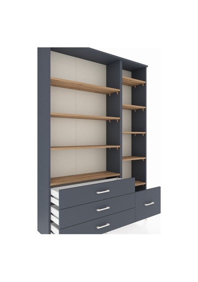 Arges Dolap 9 Raflı 4 Çekmeceli 132x30x195 Antrasit-çam/antrasit Atlas Çam/antrasıt Arges Dolap 9 Raflı 4 Çekmeceli 132x30x195 Antrasit-çam/antrasit Atlas Çam/antrasıt