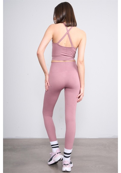 Volumex Gül Kurusu Kadın Sporcu Bustıyer Ve Tayt İkili Takım Gül Kurusu