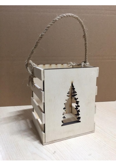 Dekoratif Çam Ağacı Ahşap Mumluk Yb-119 (14X11X11)