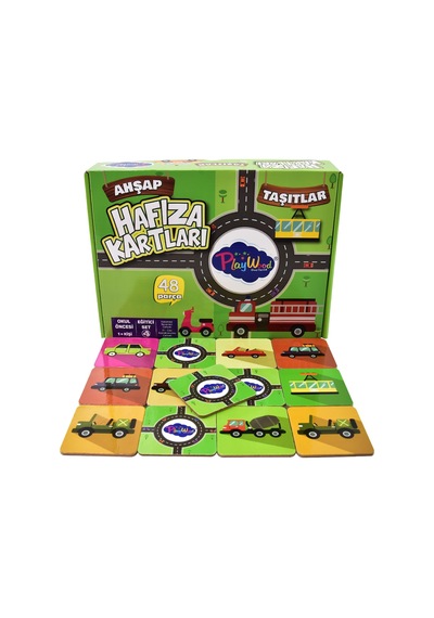 Playwood Eğitici Ahşap Hafıza Kartları - Taşıtlar - 48 Parça