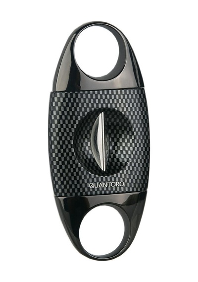 Quantoro Gunmetal Karbon Desenli Metal V-cut Puro Makası Kesici - Trz2004