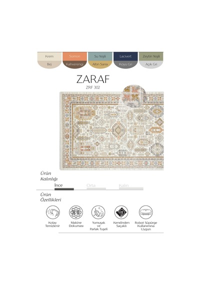 Cool Halı Zaraf Krem Halı Etnik Desen Bohem Ev Oda Halısı Modern Oturma Odası Salon İnce Yazlık Halı