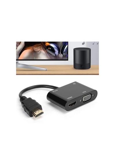 1080p 2in1 Hd'den Vga'ya Hdmi To Vga Hd Dönüştürücü Bilgisayar Projeksiyonu - Hd Ürünleri Için Tv Adaptörüne Vga Ürünlerini Bağlama Zr724