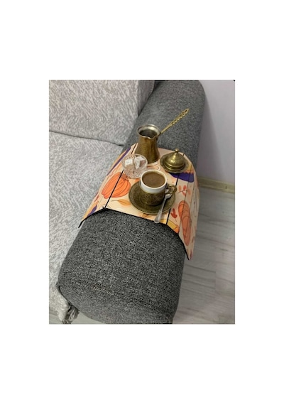 Ahşap Katlanabilir Koltuk Kolçak Tepsisi - Esnek Yan Sehpa Ve Bardak Altlığı - Koltuk Düzenleyici Kabak