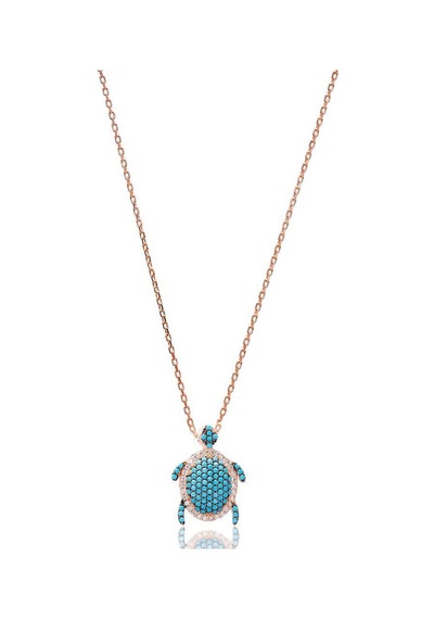 Papatya Silver 925 Ayar Turkuaz Taşlı Gümüş Kaplumbağa Kolye