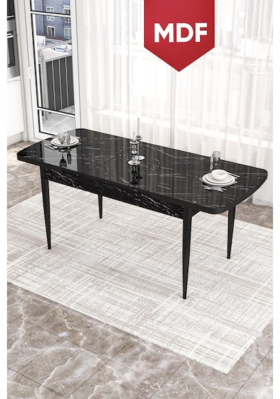 Canisa Kor Serisi, MDF 70x114 Açılabilir Siyah Mermer Desen Yemek Odası Masası Masa Siyah Mermer Desen Canisa Kor Serisi, MDF 70x114 Açılabilir Siyah Mermer Desen Yemek Odası Masası Masa Siyah Mermer Desen
