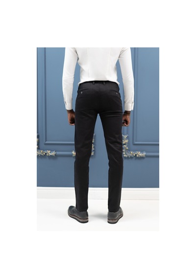 Perpant Slimfit Beli İplikli Pamuklu Gabardin Kışlık Jogger Pantolon Siyah