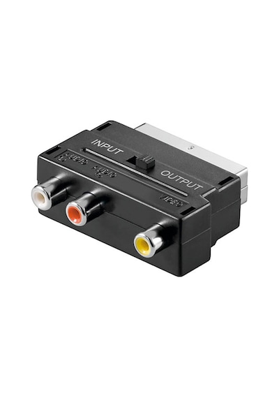 Scart Çevirici Adaptör Scart To 3 Rca Açma Tuşlu Görüntü Adaptörü