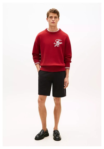 Tommy Hilfiger Erkek Regular Fit Yanları Şerit Çizgili Kısa Siyah Şort-14973