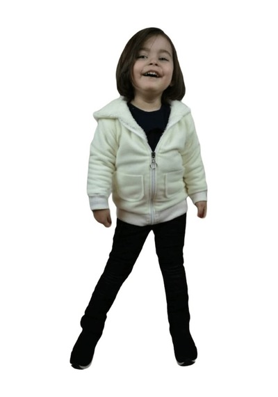 Quzucuk Kids 3 Çınar Kız Çocuk Kapşonlu Kışlık Peluş Ceket Kemik