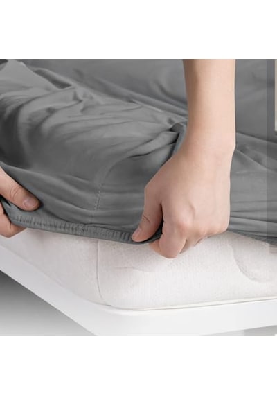 %100 Pamuk Penye Premium Lastikli Çarşaf Tek Kişilik Çift Kişilik Battal Boy Gri, 100x200 Abanoz
