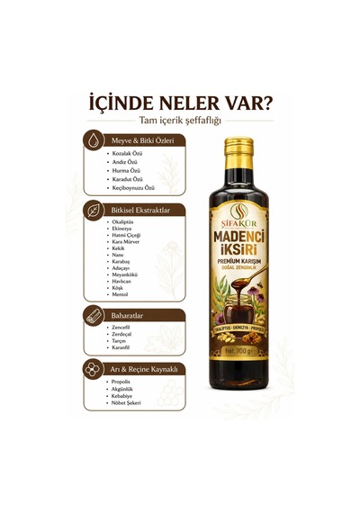 Madenci Şurubu 700 g Büyük Boy Propolis Ekinezya Okaliptüs Keçiboynuzlu (Madenci İksiri)
