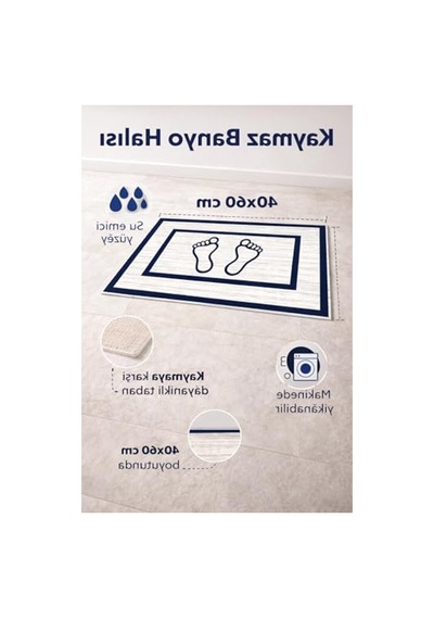 Kaymaz Banyo Halısı, Su Emici Süngerli, 40x60 Cm 2li