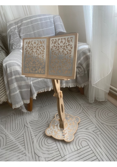 Yükseklik Ayarlı Rahle Gümüş Aynalı Pleksi Dekor Kuran-ı Kerim Okuma Rahlesi