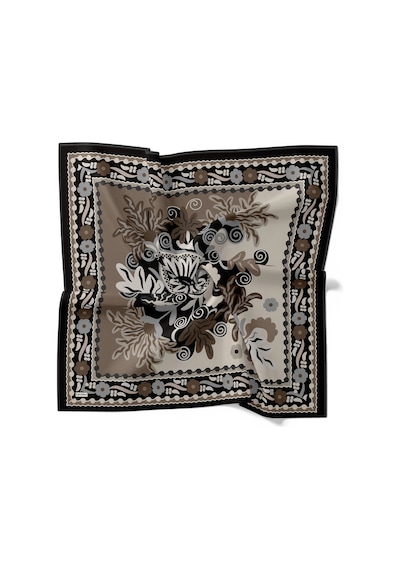 Levidor Royal Eşarp Etnik Desen Siyah Vizon Siyah Vizon