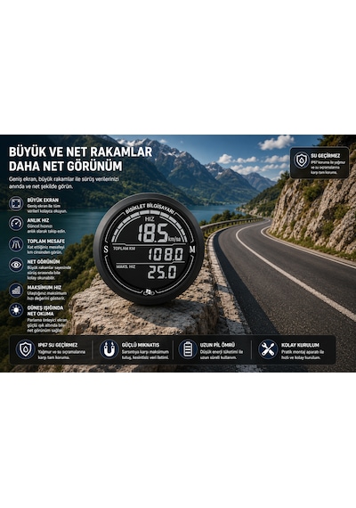 Kenly Bisiklet Bilgisayarı Km Saati Hız Mesafe Ölçer Lcd Ekranlı Su Geçirmez Kablolu Siyah