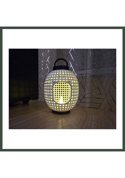 Bezos Japon Esintili Izgara Desenli Fener Tealight Mumluk Dekoratif Rüzgar Feneri Nhr Çok Renkli