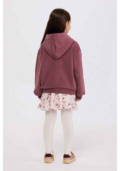 Panço Kız Çocuk Fermuarlı Bordo Sweatshirt Kırmızı