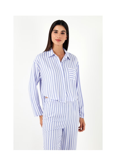 Lela Desenli Rahat Kesim Bol Paça Yazlık Bayan Pijama Takımı 6110014 Lila