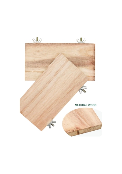 4 Pcs Kuş Levrek Standı Platform Oyuncak - Doğal Ahşap Kuş Kafesi Aksesuarları 2 Düz, 2 Digdörtgen