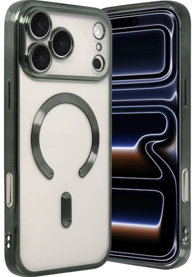 Newface Apple Uyumlu İphone 17 Pro Max Kross Magneticsafe Kapak - Koyu Yeşil - Özel Seri 8683140878900
