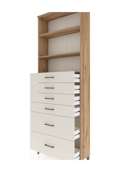 Arges Dolap 3 Raflı 6 Çekmeceli 88x30x243 Çam-aytaşı Çam
