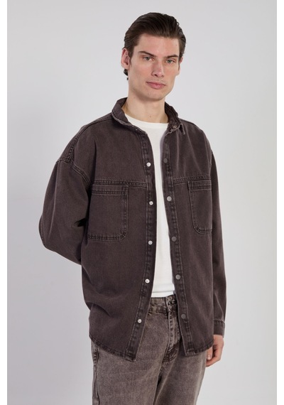 Barrels And Oıl Erkek Çift Cep Çıtçıtlı Denim Ceket - Kahve Tint Kahve Tint