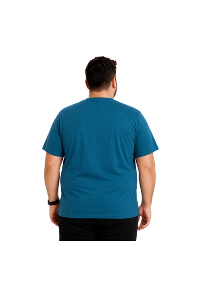 Battalmoda Erkek Büyük Beden Petrol Bisiklet Yaka Kısa Kollu Overcome Tişört 3xl-4xl-5xl-6xl