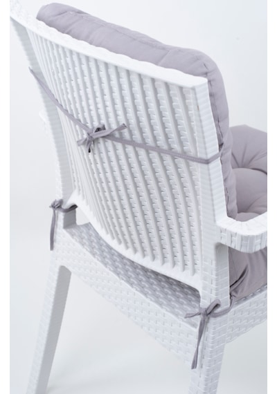 Altınpamuk Neva Pofidik Özel Dikişli Bağcıklı Arkalıklı Sandalye Minderi 44x88 CM Gri