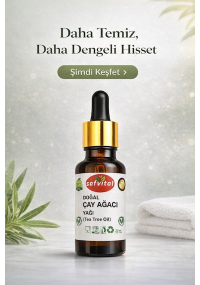 Safvital Çay Ağacı Yağı 20 Ml Cilt Dengeleyici Bakım Yağı Temiz Görünüm Ve Ferah His İçin