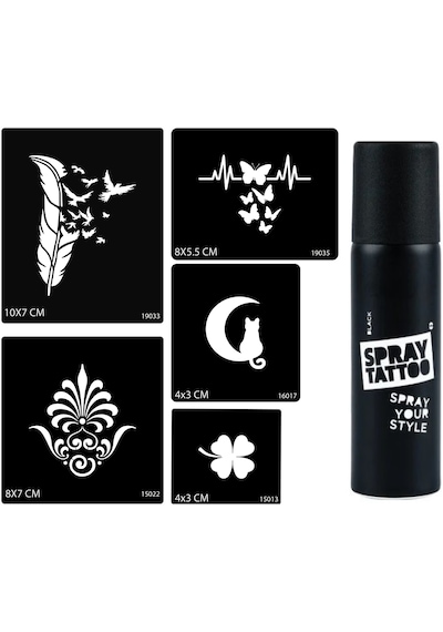 Airbrush Tattoo Tüy Ve Kelebek Spray Tattoo Geçici Sprey Dövme Seti
