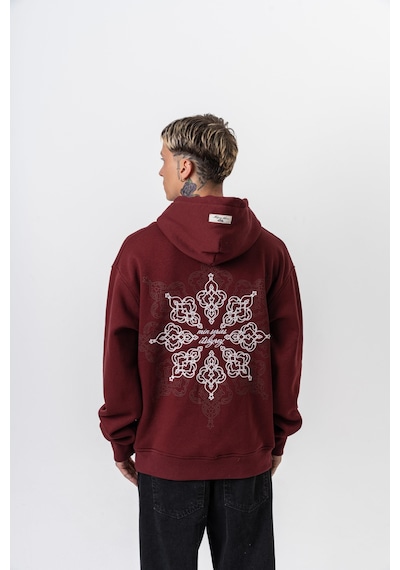 Respire Erkek Itsbyzey Nakışlı Kapüşonlu Oversize Hoodie Bordo
