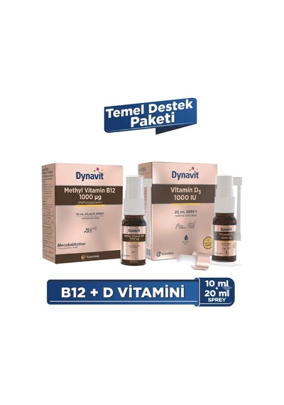 Dynavit Methylcobalamin Vit B12 1000mcg 10ml Dilaltı Sprey & Vit D3 1000 Iu 20 Ml Sprey - Temel Destek Paket