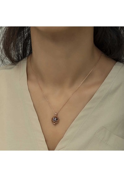 925 Ayar Gümüş Kafesli Lotus Bayan Gümüş Kolye Beyaz