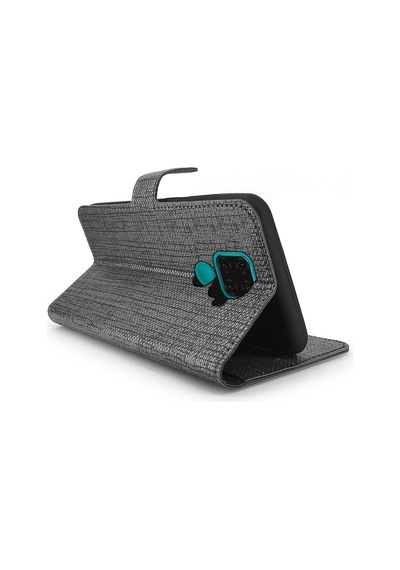 Huawei Mate 30 Lite Kılıf FitCase Fabric Kapaklı Cüzdanlı