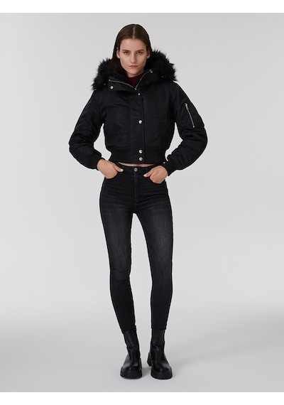 Slim Fit Kadın Mont Siyah