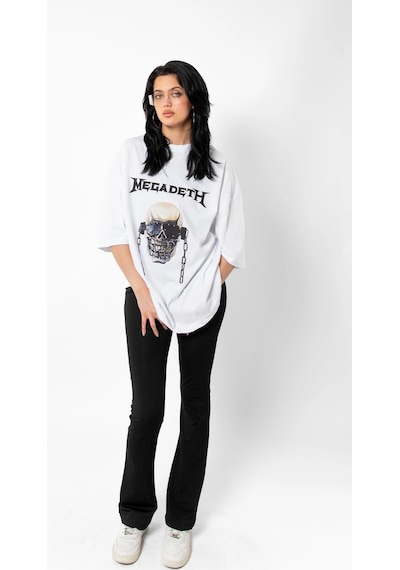 Tarzsokak Megadeth Baskılı Beyaz Unisex Oversize