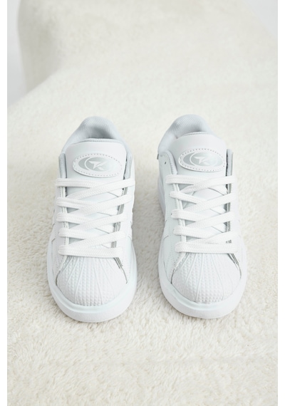 Tonny Black Rahat Kalıp Nefes Alabilen Bağcıklı Sneaker Çocuk Unisex Beyaz Sneaker Tbtmkd070