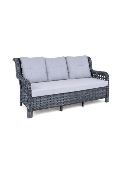 Niron Grand 3'lü Rattan Alüminyum Bahçe Oturma Grubu - Antrasit Temperli Cam Set 3+1+1+puf