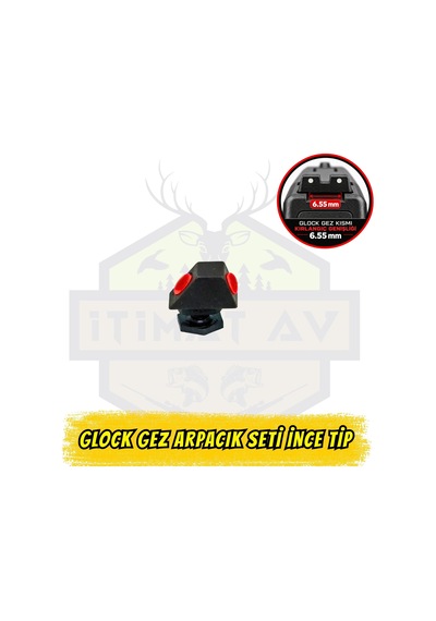 Glock Uyumlu İnce Tip Kırmızı Fiber Optik Gez Arpacık Seti