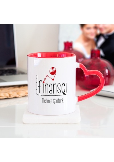 Kişiye Özel Finansçı Kalpli Kupa Bardak Çok Renkli