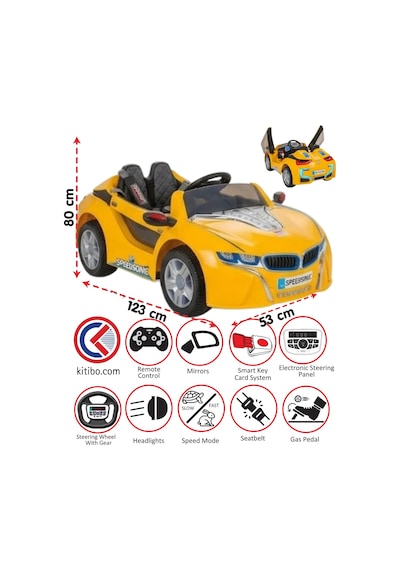 Pilsan Speed Sonic Akülü Araba 12 Volt Kumandalı Sarı
