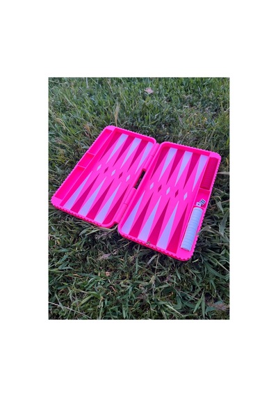Taşınabilir Mini Tavla Seti Katlanabilir Seyahat Tavlası Piknik, Kamp Ve Yol Pembe