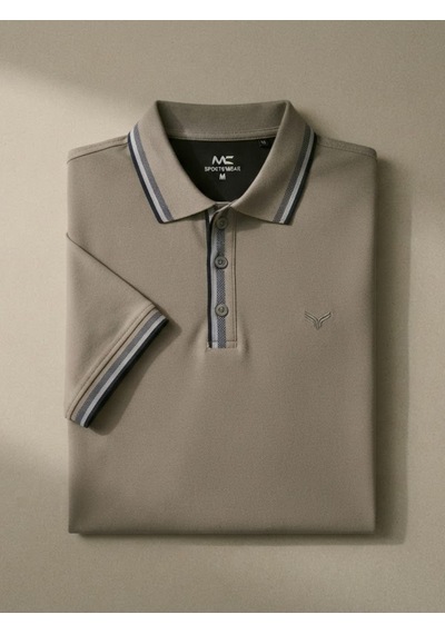 Maccali Erkek Gri Şerit Detaylı Polo Yaka Tişört