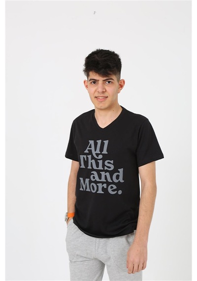 Akbeniz Erkek Genç Garson Boy Kısa Kol Siyah Penye Şortlu Pijama Takımı 20377